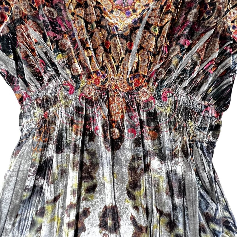 NWT Velvet Tunic Top Boho V-Neck Elastic Waist Scalloped Sequin Sparkles Med - Picture 3 of 16